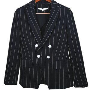 Veronica Beard Black Blazer Tailored in Size 4 with Pinstripes